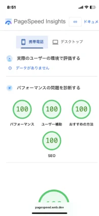 新しく開発したWordpressテーマで「PageSpeed Insights」を測定した結果