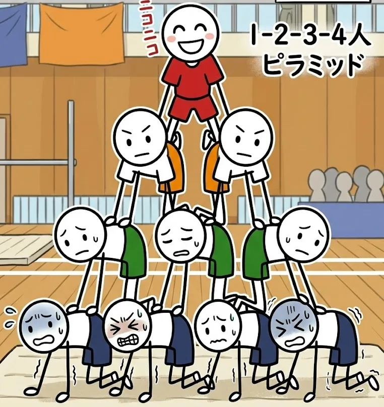 AIで作ったイラスト 組体操のピラミッド